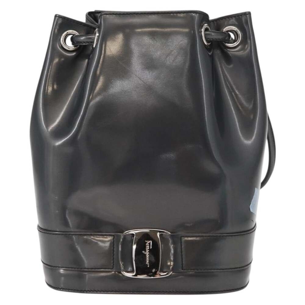 Salvatore Ferragamo Leather Vara Backpack Silver